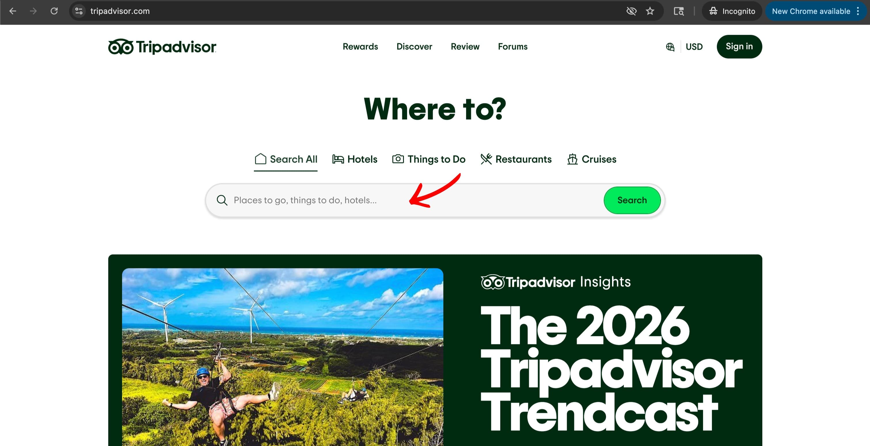 Tripadvisor business page with URL bar highlighted